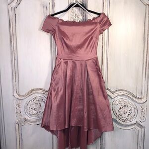 B. Darlin Girls Dusty Pink Short Sleeve Boat-neckl Hi Low Hemline Special Dress